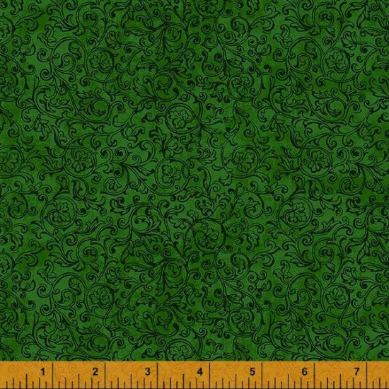 Home for the Holidays Cotton Prints (110cm Wide) - Green Scroll