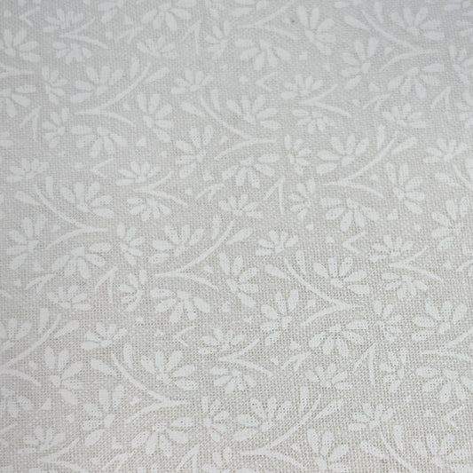 Essentials Cotton Prints By The Metre (112cm Wide) - White on White - Flower Stem