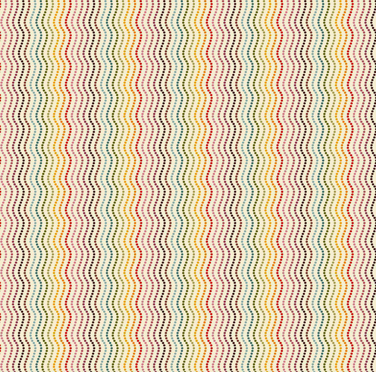 Makower 100% Cotton Prints by the 1/2 Metre (112cm Wide) - Revival Ripple Cream