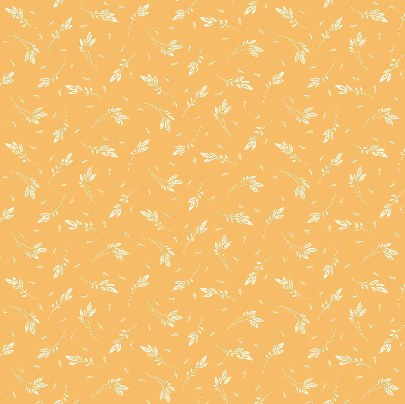 Makower 100% Cotton Prints by the 1/2 Metre (112cm Wide) - Revival Sprig Yellow