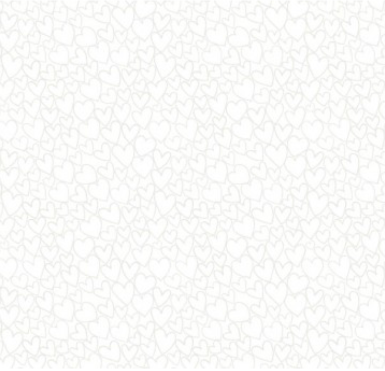 Makower Essentials Cotton Prints (110cm Wide) - White on White - Hearts