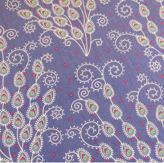 Sarah Payne Elegant Peacock Cotton Prints By The Metre (112cm Wide) - Feather Repeat