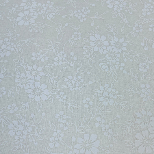 **Remnant - 60cm Length** Essentials Cotton Prints By The Metre (112cm Wide) - Ivory on Ivory - Daisy