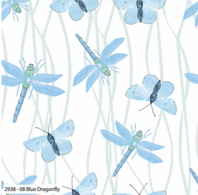 Sarah Payne British Waterways Cotton Prints By The Half Metre (112cm Wide) - Blue Dragonfly