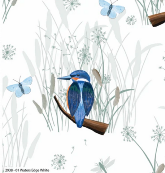 Sarah Payne British Waterways Cotton Prints By The Half Metre (112cm Wide) - Waters Edge White