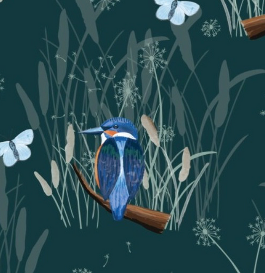 Sarah Payne British Waterways Cotton Prints By The Half Metre (112cm Wide) - Waters Edge Green