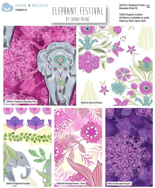 Elephant Festival Fat 1/4 Bundle by Sarah Payne - Pink