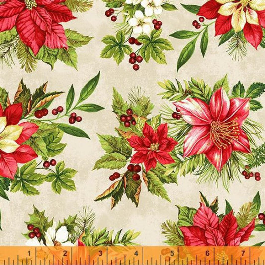 Home for the Holidays Cotton Prints by the 1/2 Metre (110cm Wide) - Poinsettia
