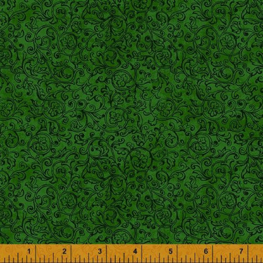 Home for the Holidays Cotton Prints (110cm Wide) - Green Scroll