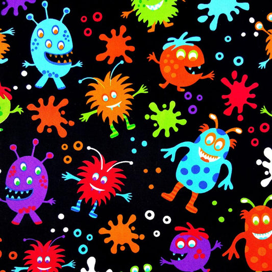Cotton Prints (110cm Wide) by the 1/2 Metre - Funny Monsters
