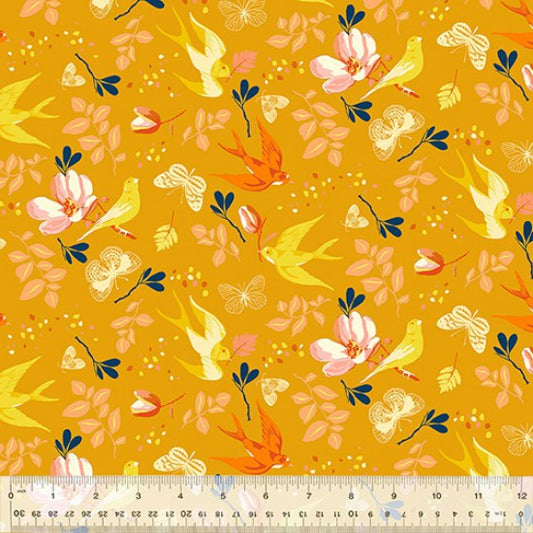 Windham Fabrics "anew" by Tamara KATE Cotton Prints (110cm Wide) by the 1/2 Metre - The Optimist Marigold