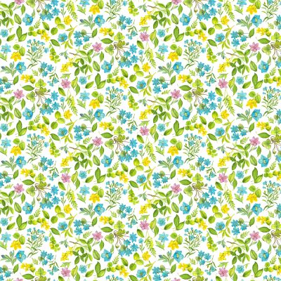 Makower 100% Cotton (112cm Wide) - Teal Wildflowers