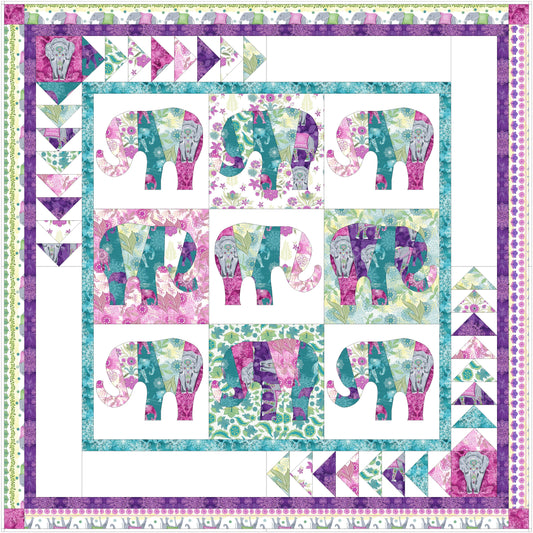 **Carnival of Elephants quilt kit - fabric and pattern