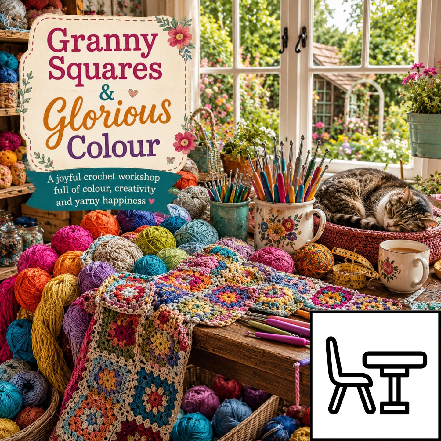 Granny Squares and Glorious Colour Crochet Club 1pm - 3pm 3rd Wednesday of the month
