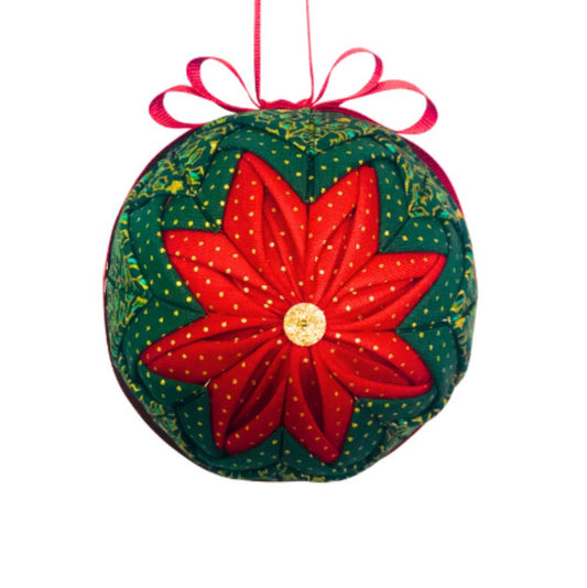 Living in Loveliness - 8cm No Sew Poinsettia Bauble Full Kit or Pattern Only - Choice of Options