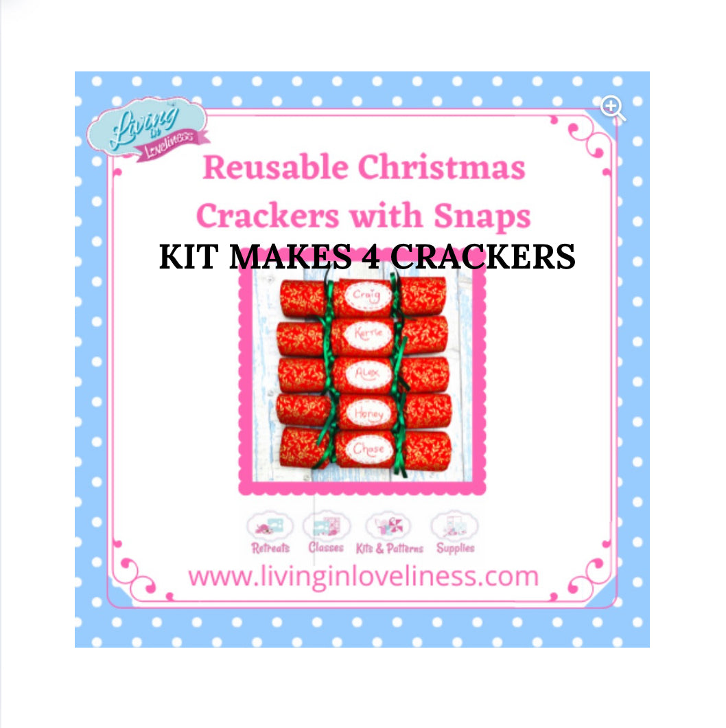 Living in Loveliness - Set of 4 Reuseable Fabric Christmas Crackers Full Kit or Pattern Only - Choice of Options