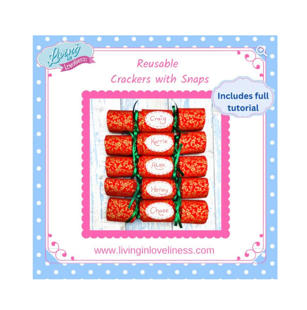 Living in Loveliness - Set of 4 Reuseable Fabric Christmas Crackers Full Kit or Pattern Only - Choice of Options