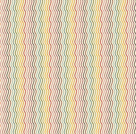 Makower 100% Cotton Prints by the 1/2 Metre (112cm Wide) - Revival Ripple Cream