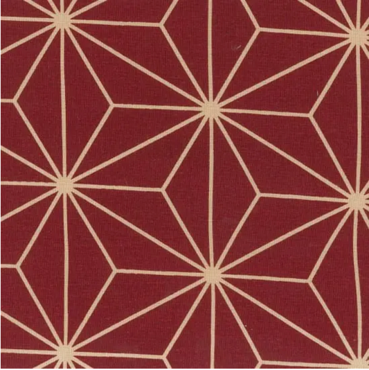 **Remnant - 100cm / 1m Length** Cotton Prints By The Metre (140cm Wide) - Red Sashiko