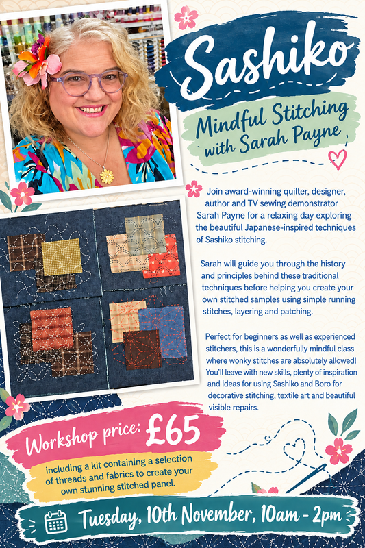 Sashiko: Mindful Stitching with Sarah Payne at Let's Sew It in Melton Mowbray
