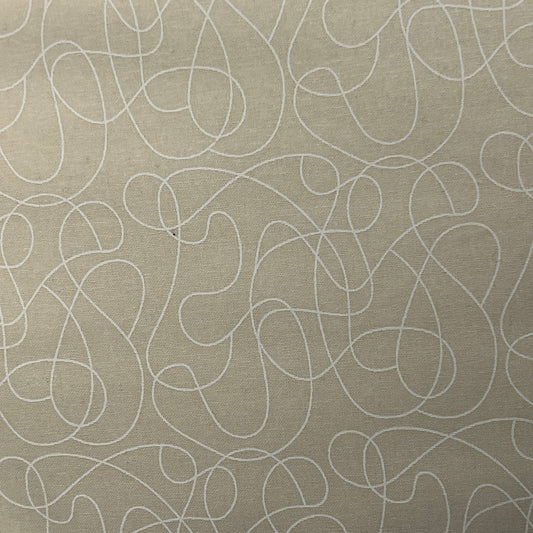 Squiggle Cotton Print By The Metre (110cm Wide) - Dark Cream