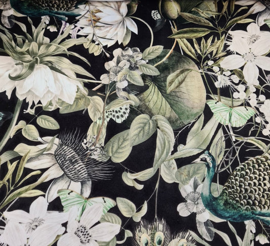 Plush Printed Crafty Velvet By The 1/2 Metre (145cm Wide) - Utopia Black