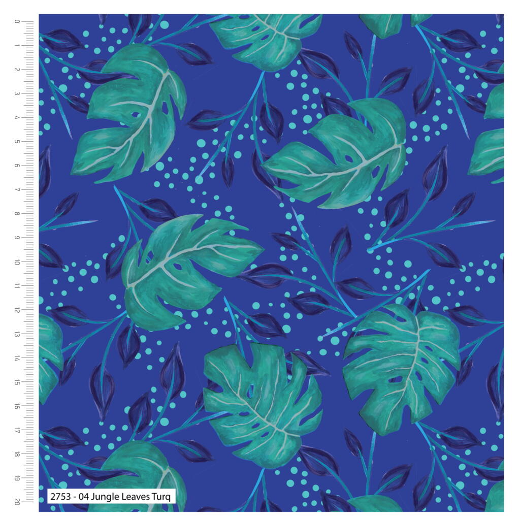 Sarah Payne Bird's of Paradise Cotton Prints By The Metre (112cm Wide) - Jungle Leaves Turquoise