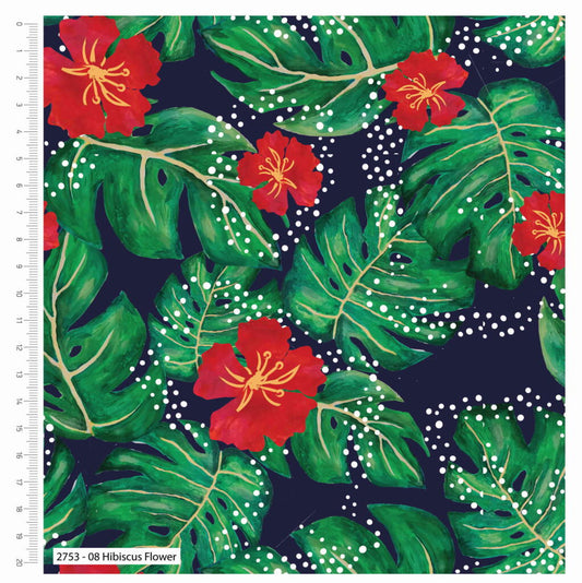 Sarah Payne Bird's of Paradise Cotton Prints By The Metre (112cm Wide) - Hibiscus Flower