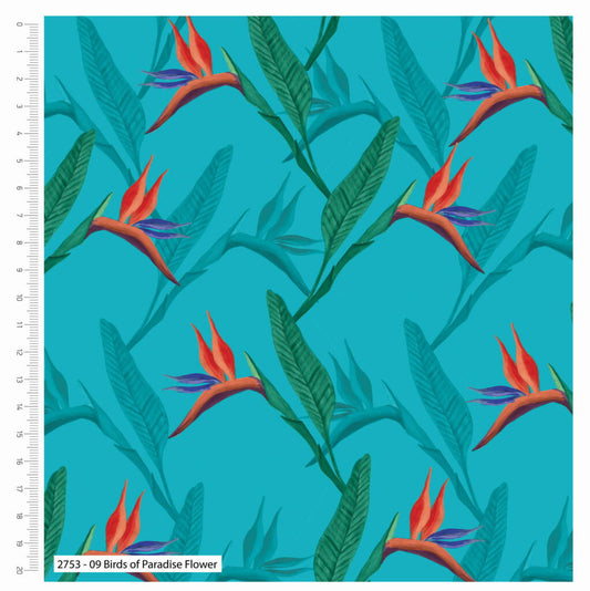 Sarah Payne Bird's of Paradise Cotton Prints By The Metre (112cm Wide) - Birds of Paradise Flower
