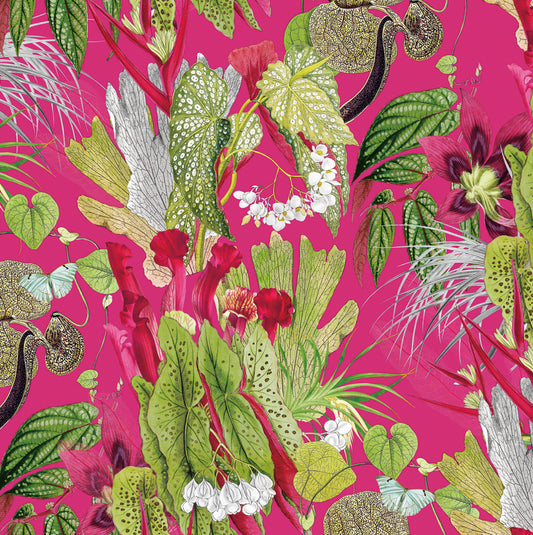 Plush Printed Crafty Velvet By The 1/2 Metre (145cm Wide) - Exotic Cerise
