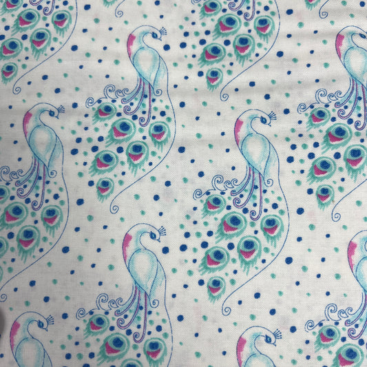 Sarah Payne Elegant Peacock Cotton Prints By The Metre (112cm Wide) - Peacock Outline