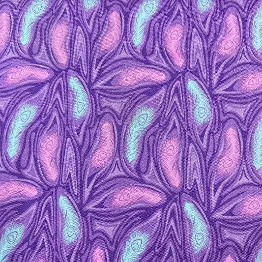 Sarah Payne Elegant Peacock Cotton Prints By The Metre (112cm Wide) - Feather Mix