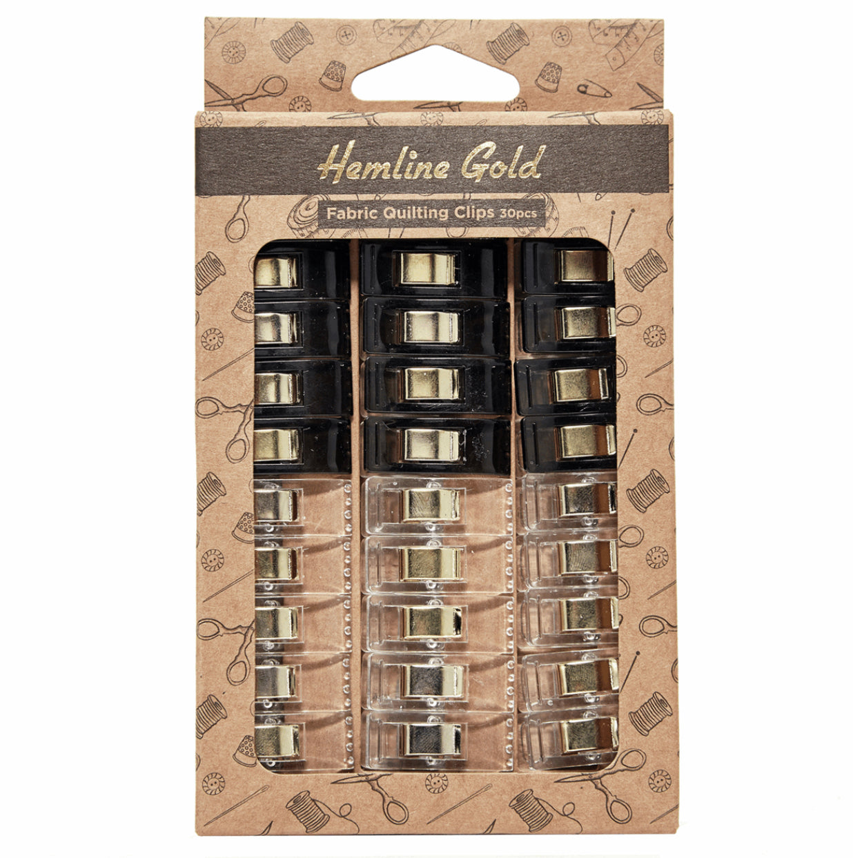 Hemline Gold Small Quilters Clips - 30 Pieces