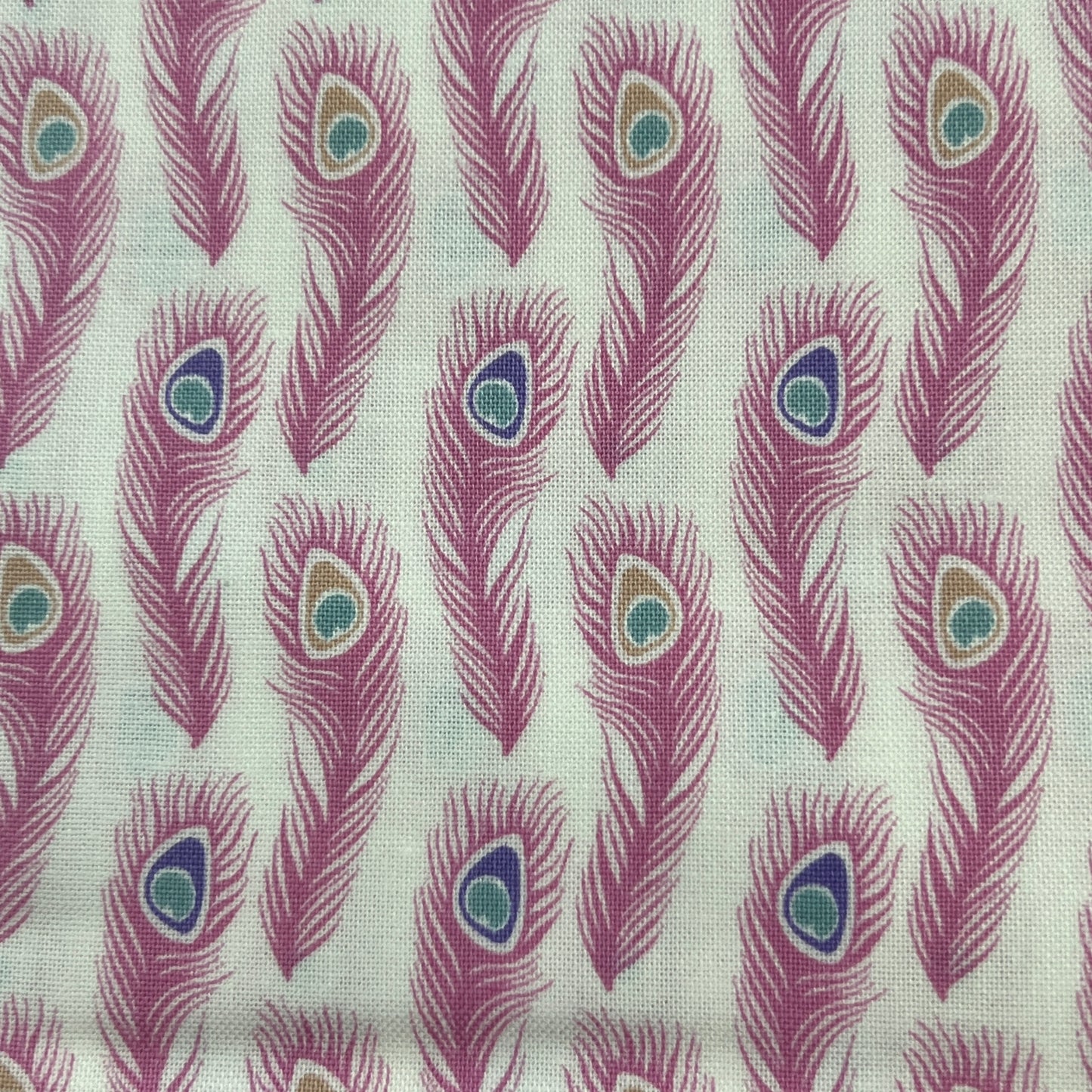 Sarah Payne Elegant Peacock Cotton Prints By The Metre (112cm Wide) - Peacock Feathers Pink