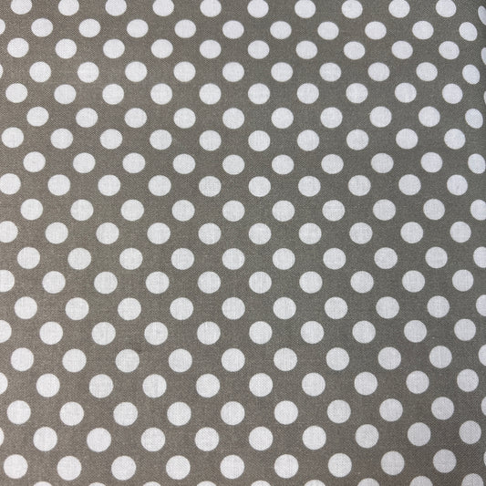 Cotton Prints By The Metre (112cm Wide) - White Spot on Grey