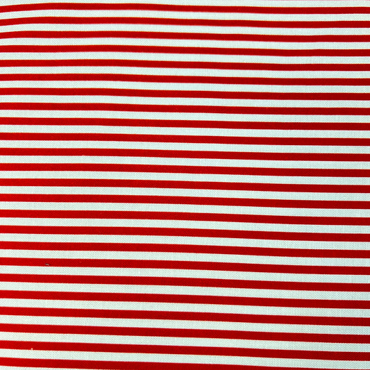 Cotton Prints By The Metre (112cm Wide) - Red & White Stripe