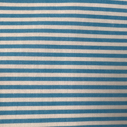 Cotton Prints By The Metre (112cm Wide) - Turquoise & White Stripe