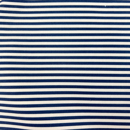 Cotton Prints By The Metre (112cm Wide) - Navy & White Stripe