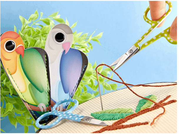 Parrot Embroidery Scissors With Pouch (Choice of Colour)