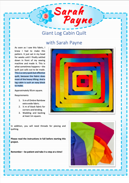 Giant Log Cabin Quilt Pattern - Download Only