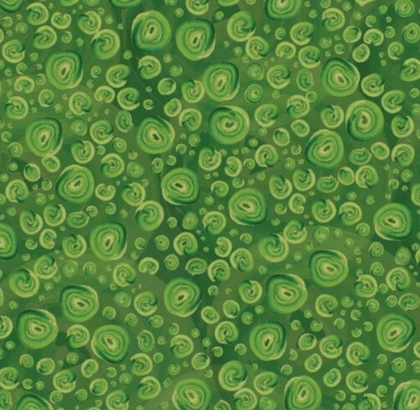 Sarah Payne British Waterways Cotton Prints By The Half Metre (112cm Wide) - Green Bubbles